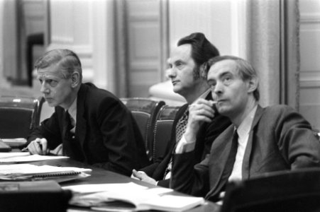 Werkloosheidsdebat in Tweede Kamer vlnr Udink, Boersma, Langman, Bestanddeelnr 925-4015