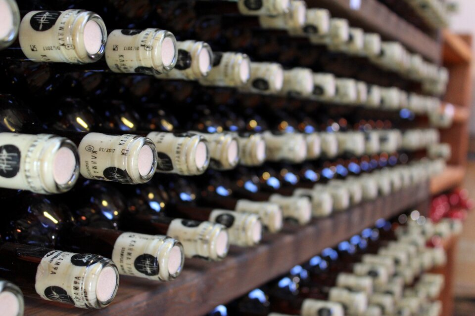 The bottle alcohol a glass of