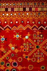 Wedding shawl (odhani), Barmer, Rajasthan, India, view 2, mid 20th century, cotton, silk, glass mirrors
