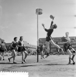 Wedstrijd om het korfbalkampioenschap van Nederland Rhoda tegen Wordt Kwiek, Bestanddeelnr 910-4456