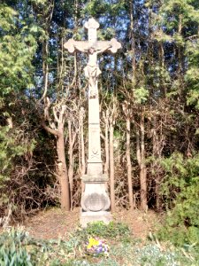 Wegkreuz Karlsruhe-Daxlanden, Fritschlachweg von 1776 mit Hochwassermarke 188283
