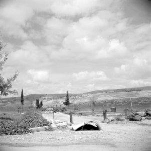 Wegversperring bij Latrun, aan de weg naar Jeruzalem, Bestanddeelnr 255-0871