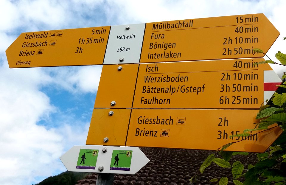 Wegweiser Iseltwald Iseltwald