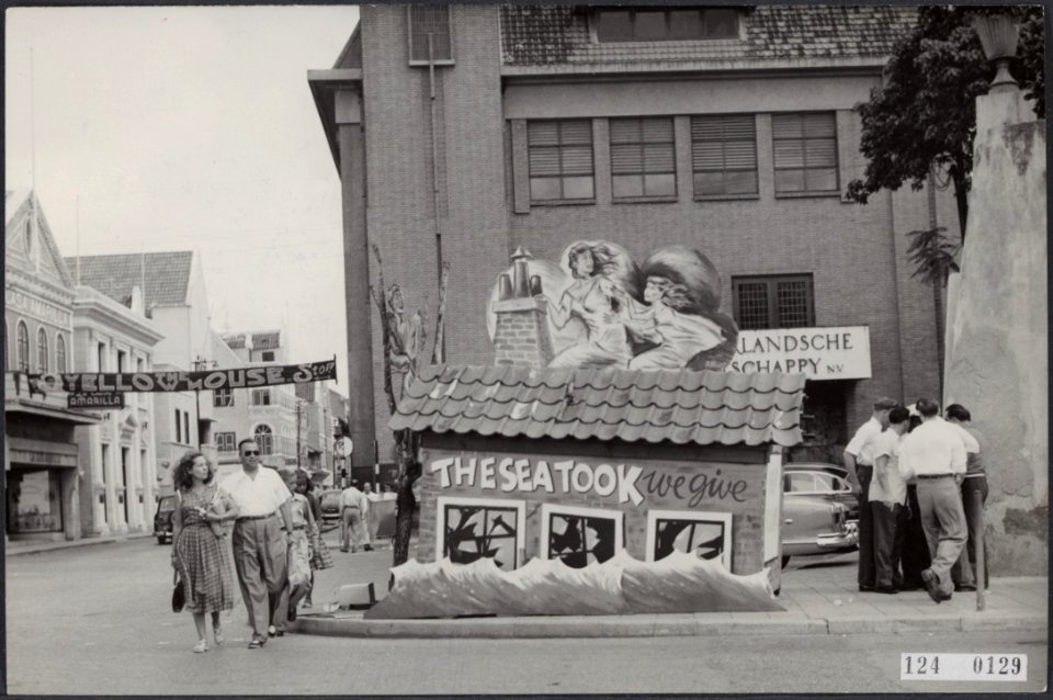 Watersnoodramp 1953. Willemstad (Curacao) oproep om te geven voor de slachtoffe, Bestanddeelnr 124-0129