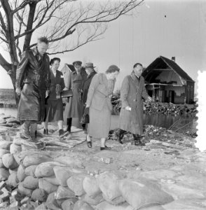 Watersnoodramp 1953. Koningin Juliana bezoekt Nieuw-Vossemeer, Bestanddeelnr 905-6107