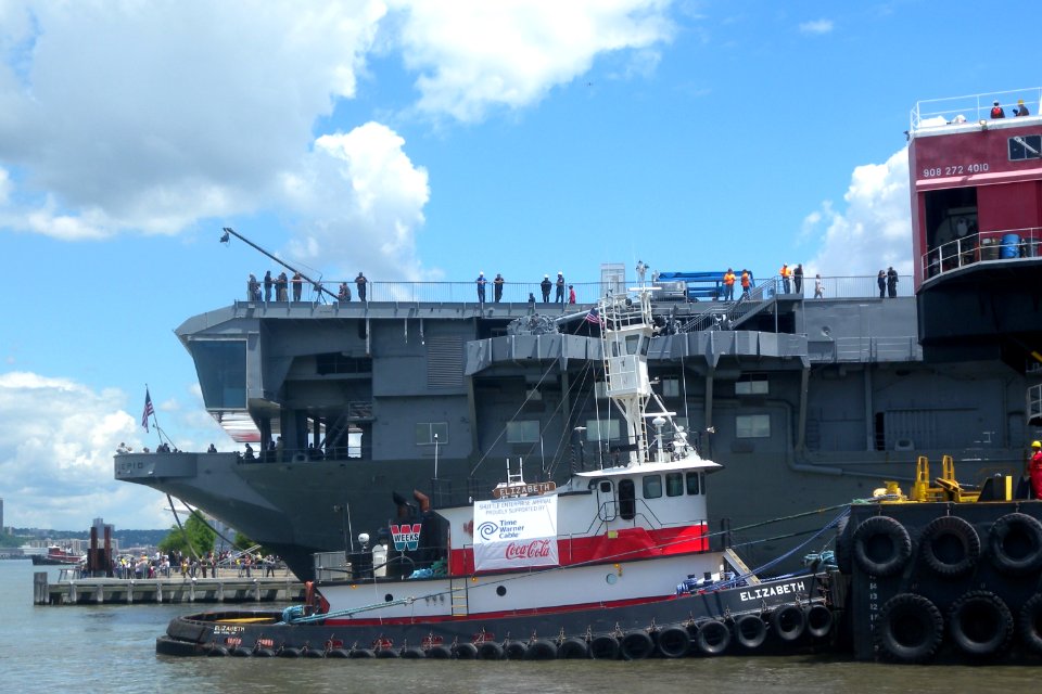 Weeks tug Elizabeth pushing crane barge 533 Pier 86 jeh