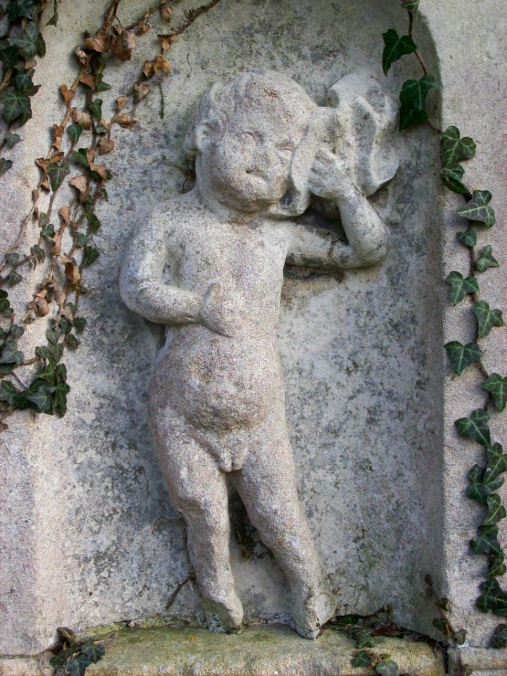 Weeping putto, Holywell, Cambs