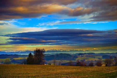 Panorama sunset nature photo