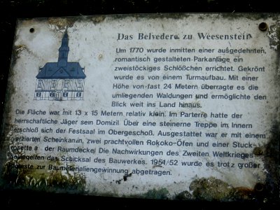 Weesenstein, Belvedere-Hinweistafel