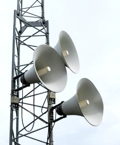 White noise - Horn loudspeakers at Brastad soccer arena 2 photo