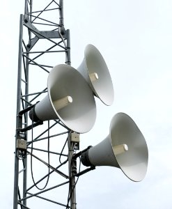 White noise - Horn loudspeakers at Brastad soccer arena 2
