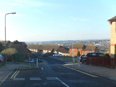 West-Northwestward view along Meadowview, Brighton (December 2012)