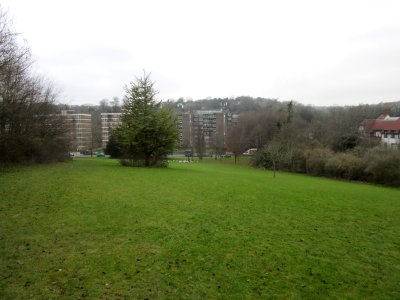 Westward view across Withdean Park towards London Road, Withdean (December 2016)