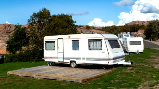 White caravans in Sävens camping in Skalhamn photo