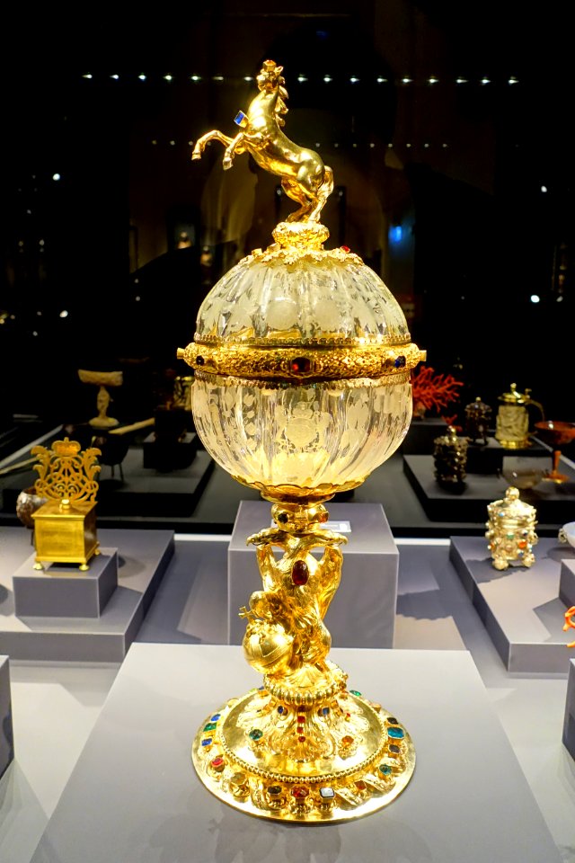 Westphalian cup, perhaps Augsburg and Köln, before 1667, glass, gilt silver - Hessisches Landesmuseum Darmstadt - Darmstadt, Germany -DSC00528