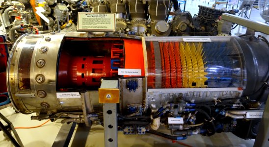 Westinghouse J46-WE-8 axial flow jet engine - Hiller Aviation Museum - San Carlos, California - DSC03061