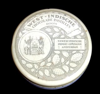 West-Indische chocolade pastilles blikje