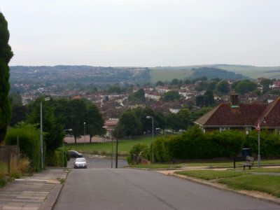 Westward view along Cuckmere Way, Hollingbury (August 2013)