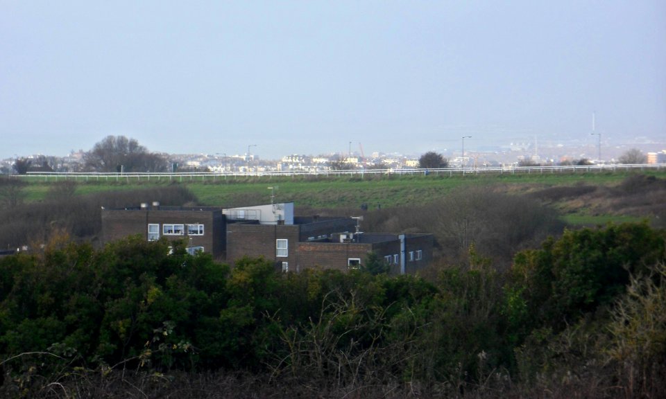 West-Southwestward view across Brighton from top end of Wilson Avenue, Whitehawk (December 2013)