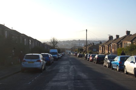 Westward view along Pankhurst Avenue, Brighton (February 2020)