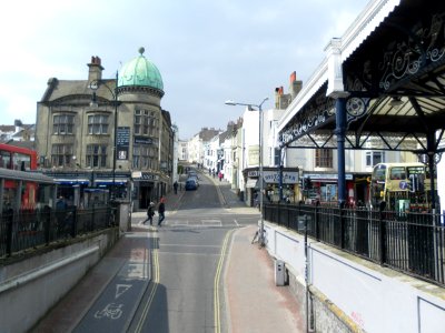 Westward view along Trafalgar Street and Guildford Road, Brighton (April 2013)