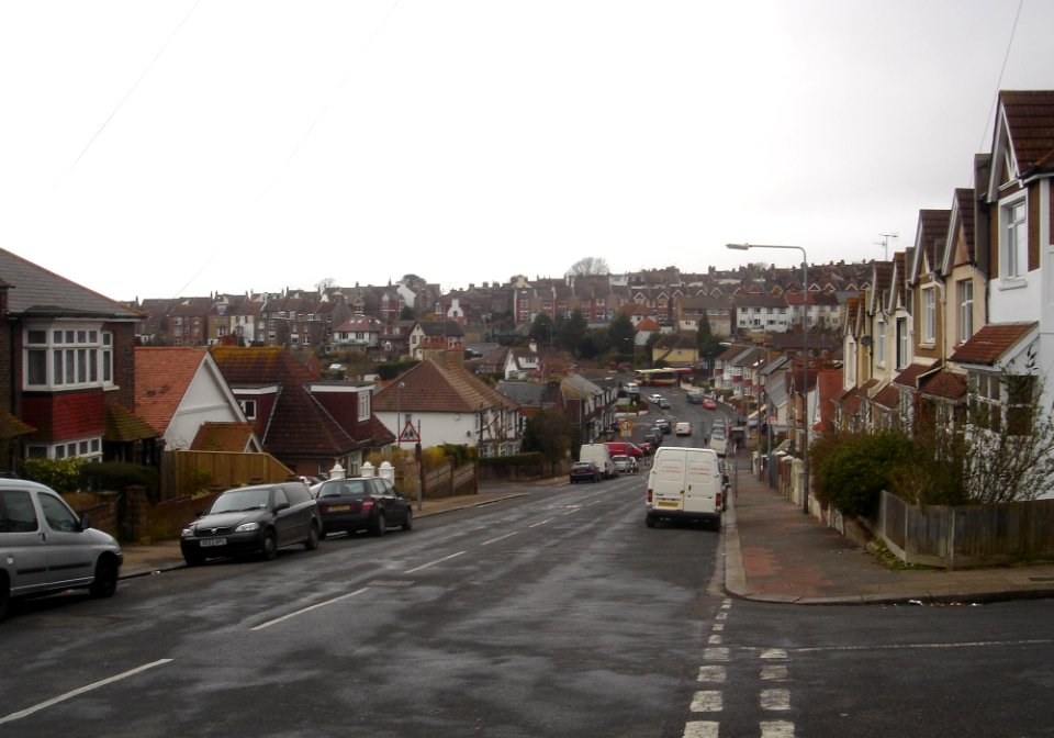 Westward view along Hollingbury Place, Hollingdean, Brighton (March 2009)