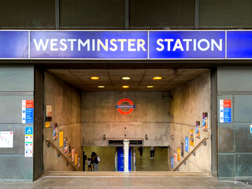 Westminster station entrance 2020