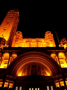 Westminster Cathedral facade at night