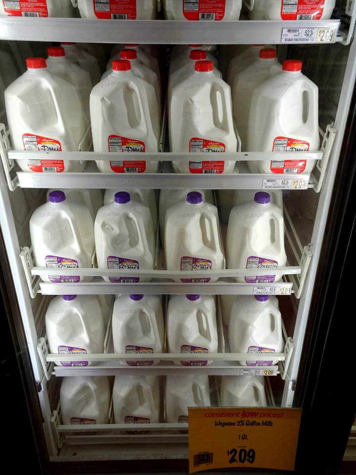Whole milk and 2% prices at $2.09 gallon Wegmans 2018