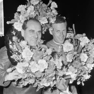 Wielerkampioenschappen van Nederland, Jaap Oudkerk (rechts) kampioen achter de m, Bestanddeelnr 918-0424