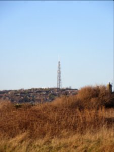 Whitehawk Hill Transmitting Station seen from A259 Marine Drive, Roedean (December 2016)