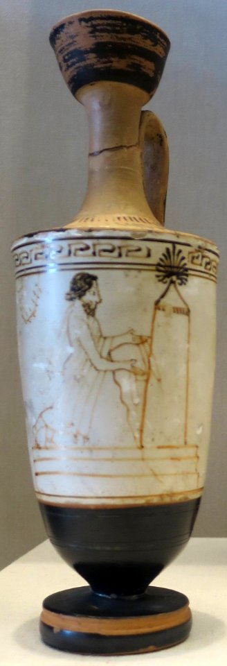 White-ground lekythos by the Tymbos Painter, California Palace of the Legion of Honor