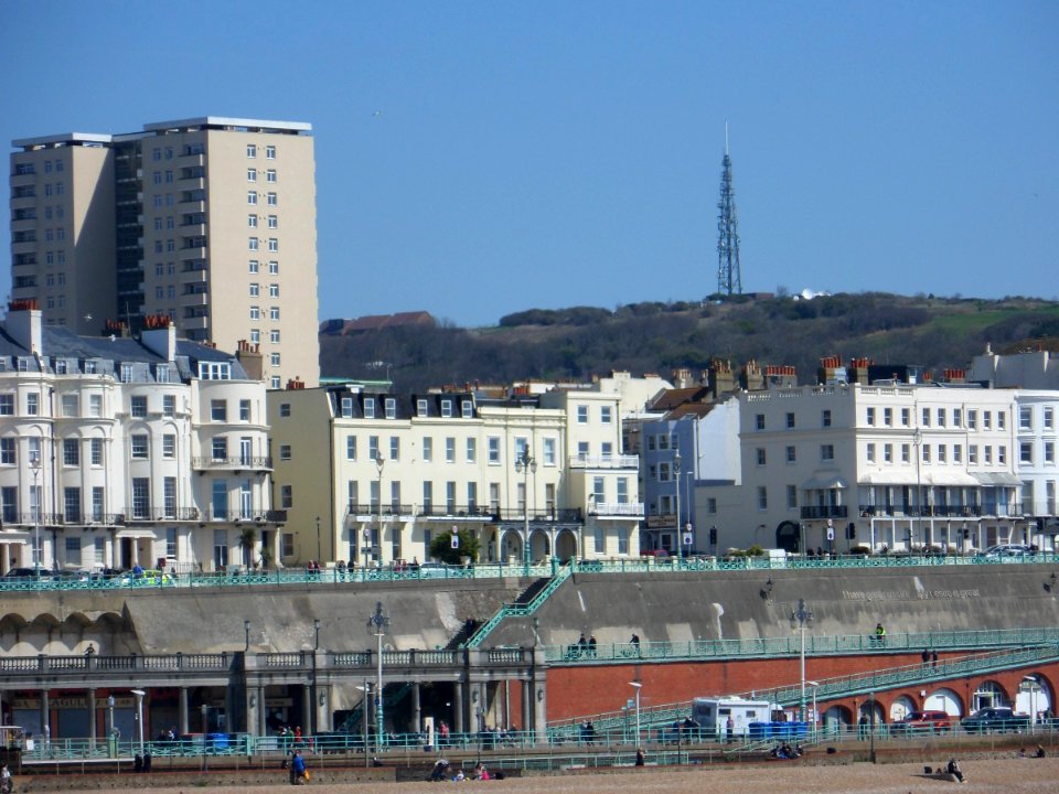Whitehawk Hill transmitter with Marine Parade in foreground
