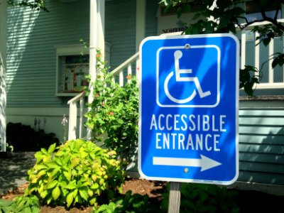 Wheelchair ramp sign photo