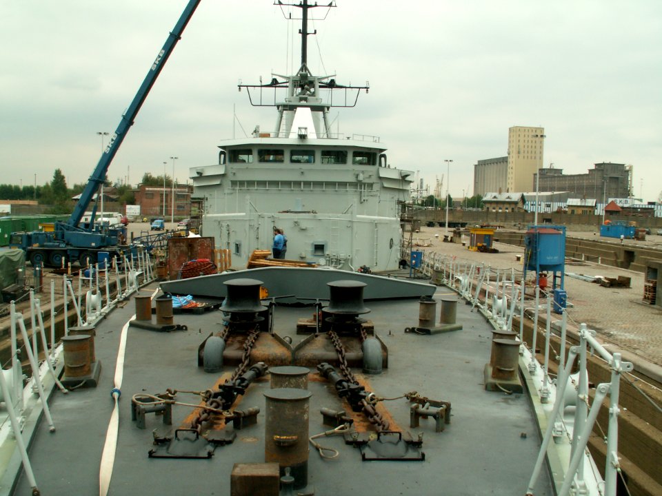 Wielinge front in Drydock p6, Antwerp, Belgium