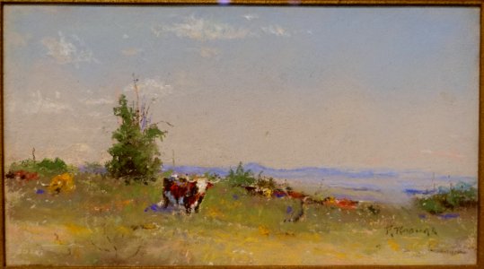 West Texas with Longhorns, by Frank Reaugh, undated, pastel on paper - Harry Ransom Center - University of Texas at Austin - DSC08481