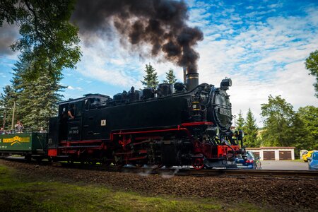 Fichtelbergbahn railroad tracks smoke