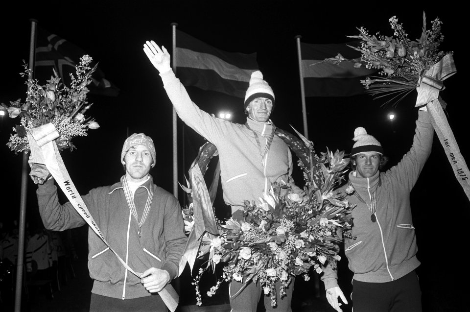 Wereldkampioenschappen schaatsen in Heerenveen eindhuldiging v.l.n.r. Stensen, , Bestanddeelnr 928-4396