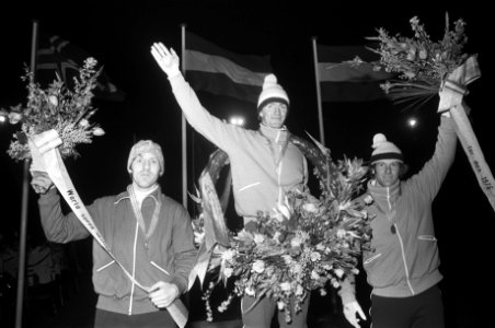 Wereldkampioenschappen schaatsen in Heerenveen eindhuldiging v.l.n.r. Stensen, , Bestanddeelnr 928-4396