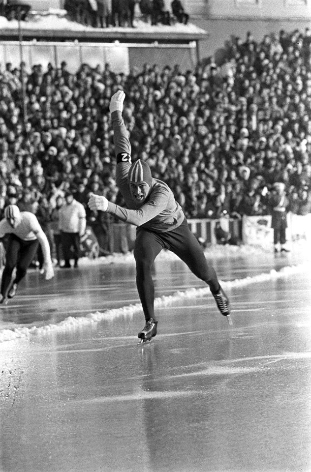 Wereldkampioenschappen schaatsen heren allround in Oslo. Ard Schenk in aktie., Bestanddeelnr 920-0624