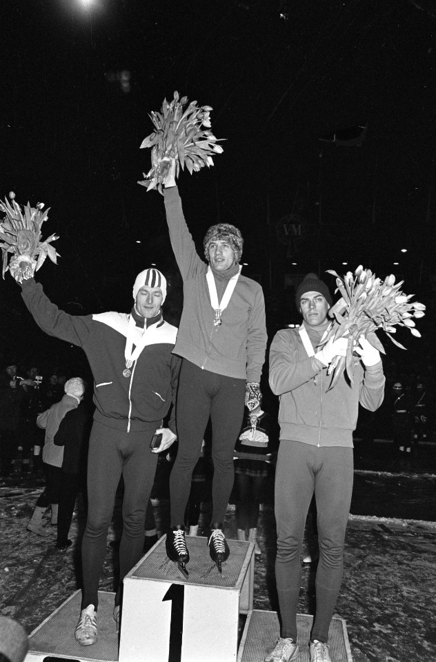 Wereldkampioenschappen schaatsen heren allround in Oslo. Erepodium van de 5000 m, Bestanddeelnr 920-0627