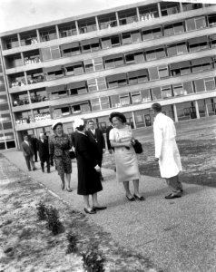 Werkbezoek van koningin aan de stad Groningen de koningin tijdens de rondgang l, Bestanddeelnr 917-8869