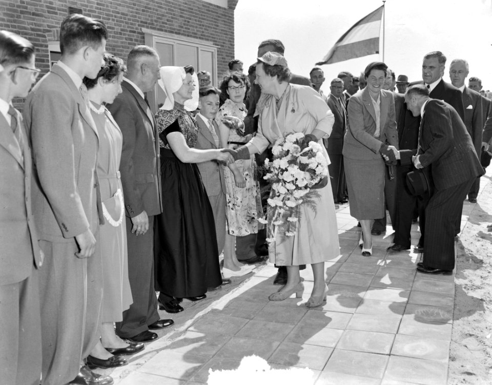 Werkbezoek koningin Juliana aan Zeeuws Vlaanderen, Braakmanpolder en Terneuzen, Bestanddeelnr 907-2027