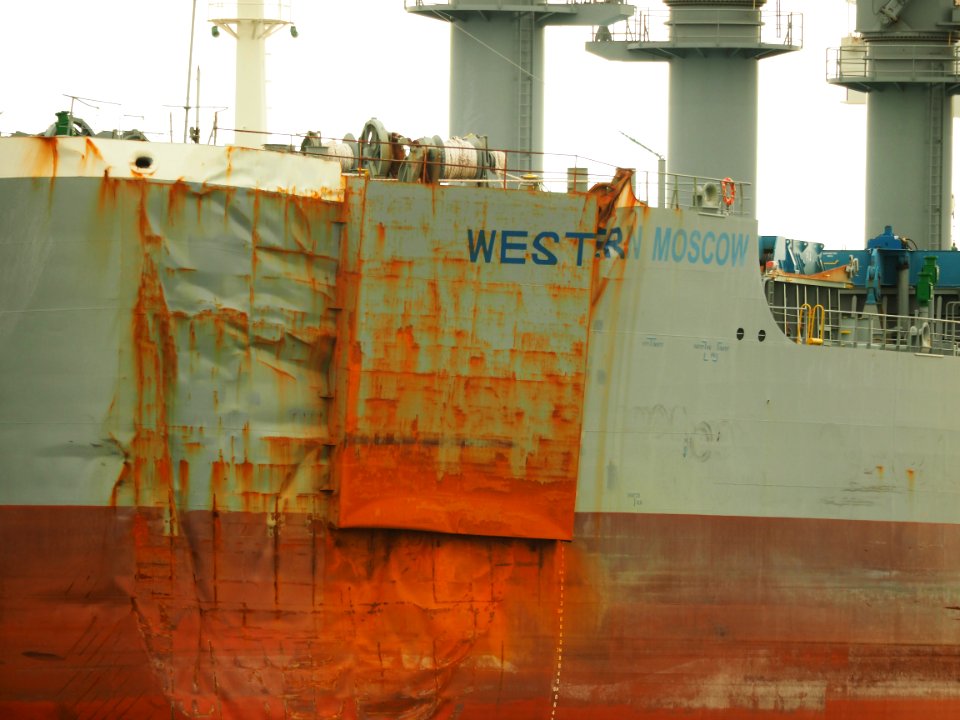 Western Moscow (ship, 2018) IMO 9855410 after collision in the Beringhaven pic3