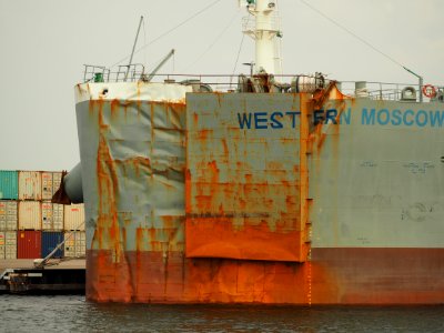 Western Moscow (ship, 2018) IMO 9855410 damaged after collision, Beringhaven