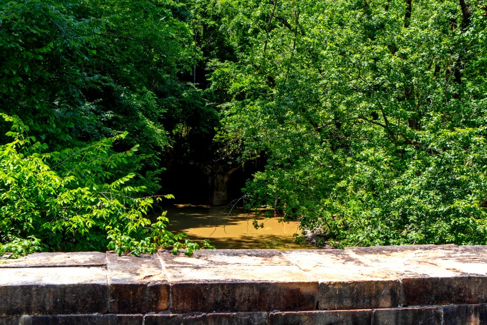 Western Maryland bridge over 15 mile creek seen from C&O Canal Aqueduct