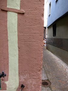 Wertheim, Hochwassermarken Gerbergasse 4