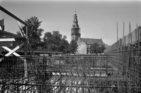 Werkzaamheden Metro Oostlijn op Waterlooplein Amsterdam, Bestanddeelnr 924-9113