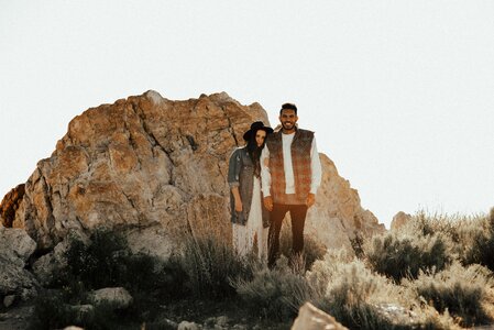 Couple outdoor rocks photo