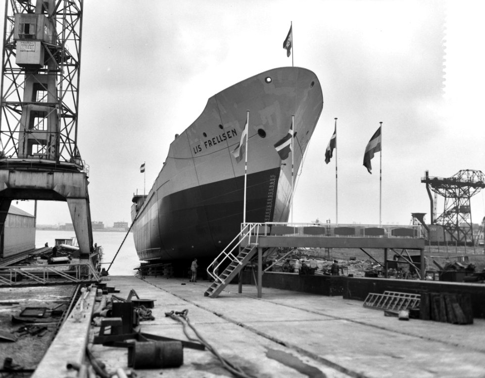 Zaanl. Scheepbouw Maatschappij tewaterlating Lis Frellsen, Bestanddeelnr 913-5784
